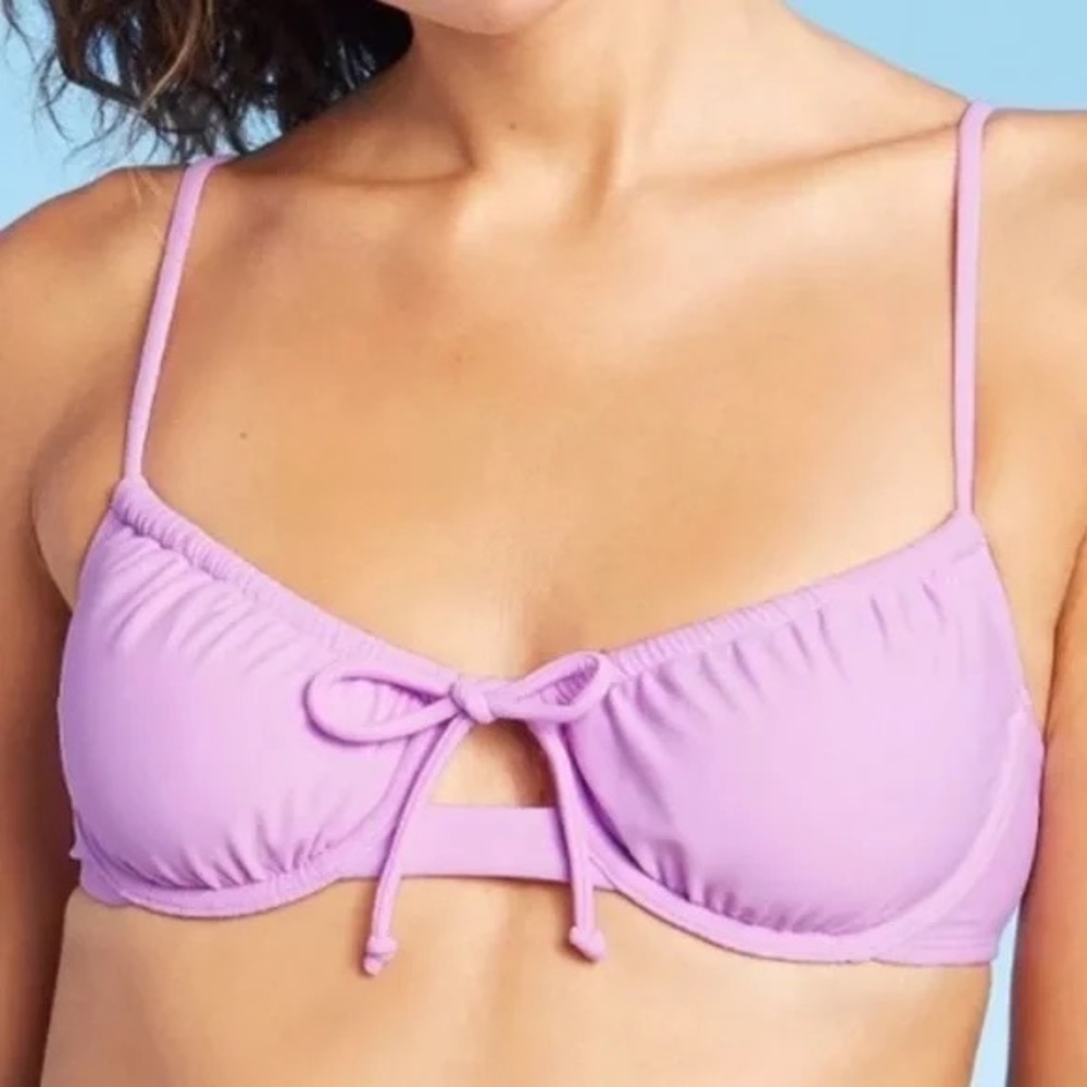 Xhilaration Women's Shirred Underwire Bikini Top Lavender Purple 🩷